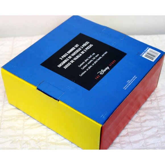 Vtg 90s Disney Dinner Set Color Block Mickey Plate Bowl Cup Fork Spoon Melamine - Picture 14 of 14